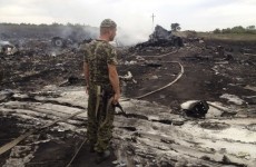 Armed pro-Russian separatist stands at a site of a Malaysia Airlines Boeing 777 plane crash in the settlement of Grabovo in the Donetsk region
