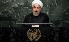 Iran's President Hassan Rouhani addresses a plenary meeting of the United Nations Sustainable Development Summit 2015 at the United Nations headquarters in Manhattan, New York
